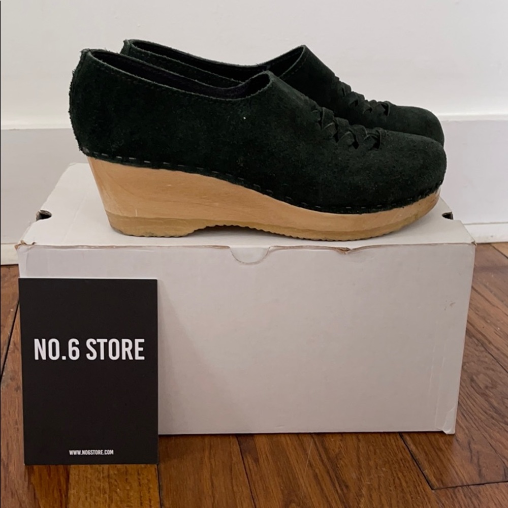 No. 6 Closed Back Clog, Mid-Wedge, Clover Suede